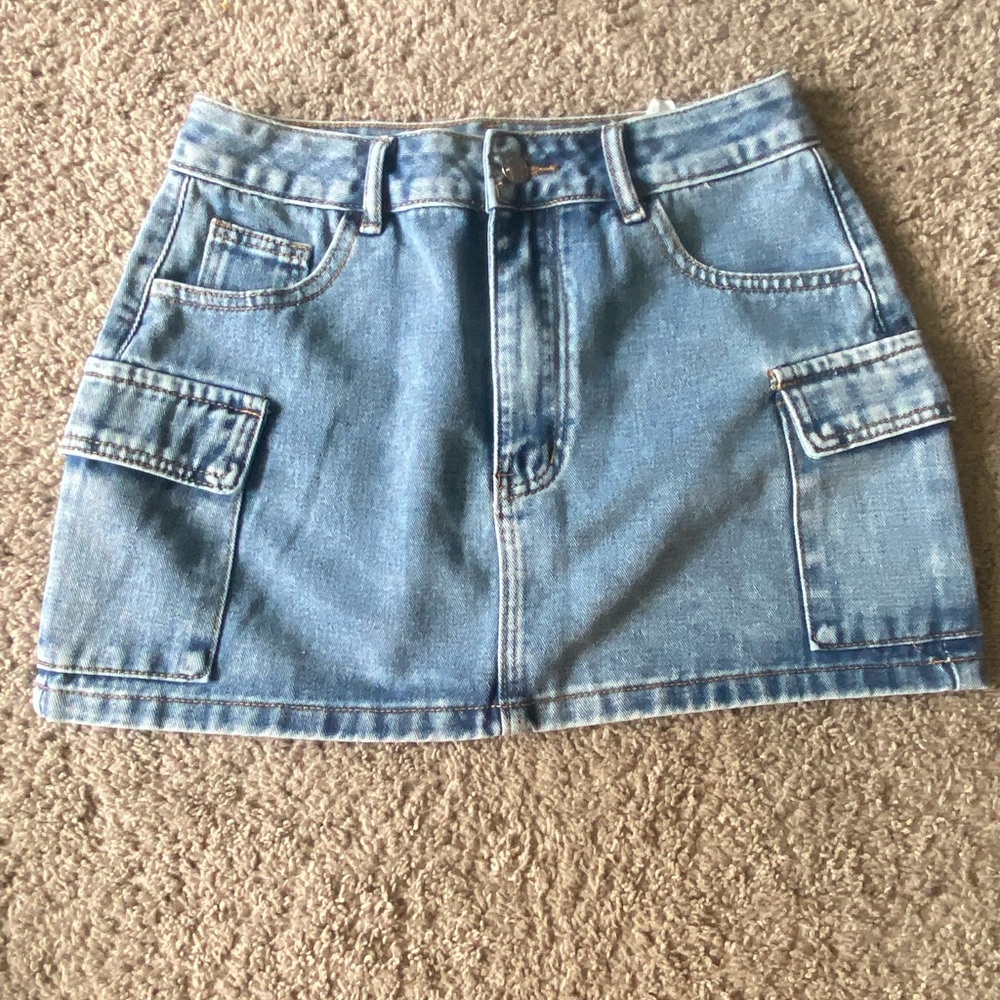 SHEIN Blue Pencil Cargo Mini Skirt
